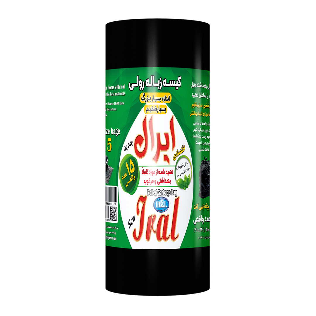 کیسه زباله رولی ۱۵ عددی ۱۲۰×۹۰ ایرال